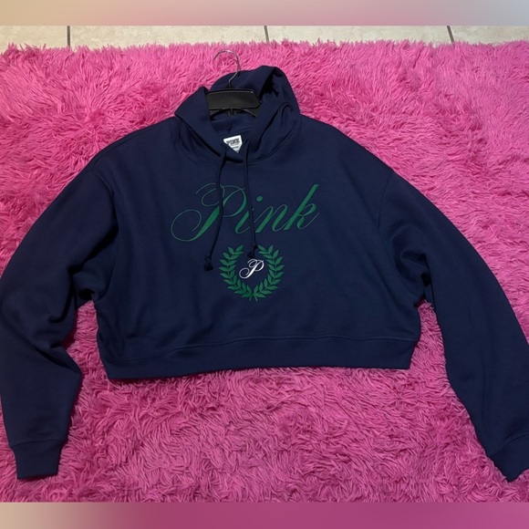 PINK Victoria's Secret Tops - PINK Fleece Cropped Long Sleeve Hoodie Women Size Large